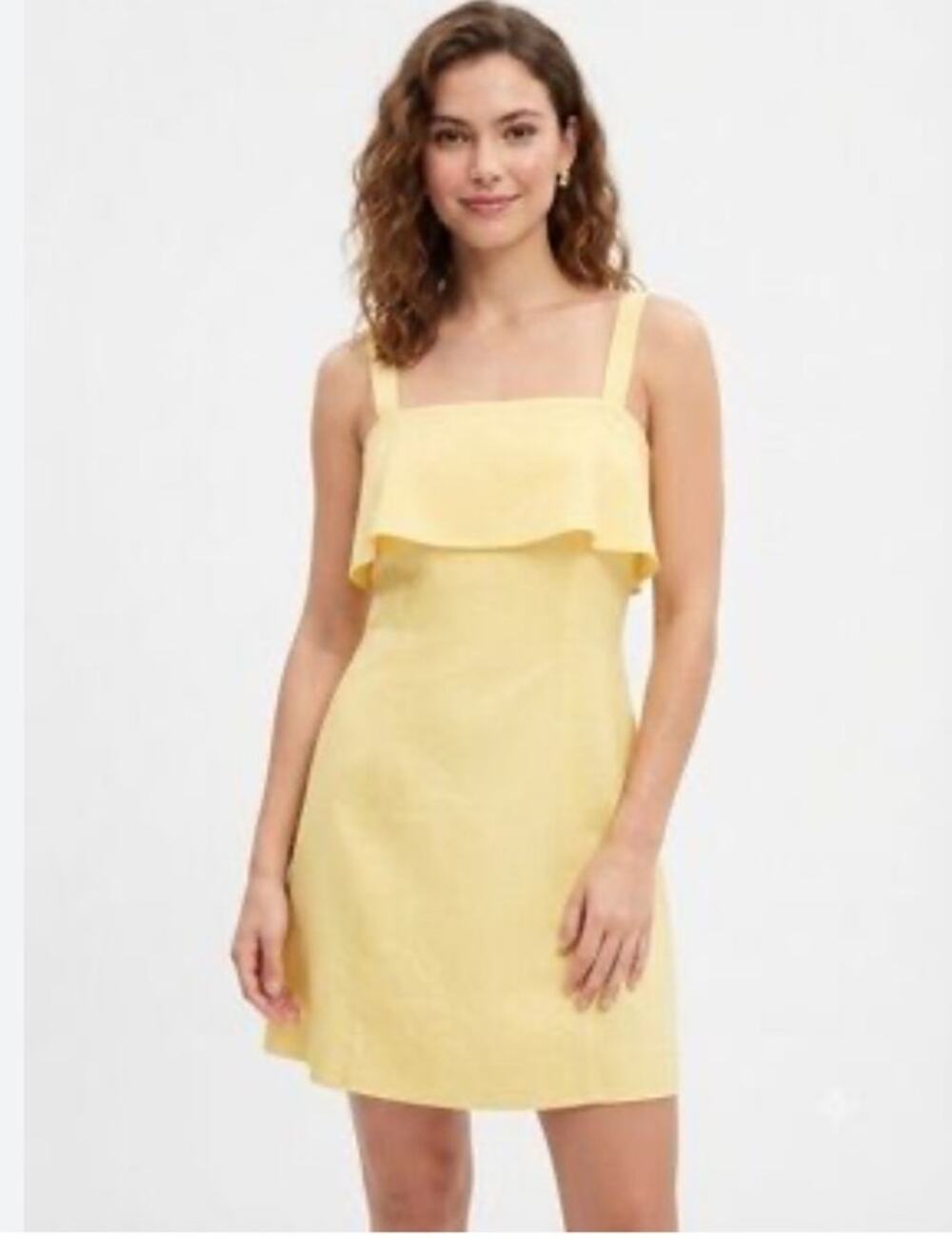 Banana Republic Yellow Linen Blend Fit & Flare Mini Dress Size 6